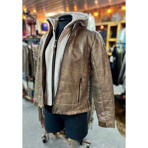 NEW StS Taupe Leather Jacket with Hoodie | The Amberly